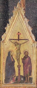 Christ en croix entre la Vierge et Saint Jean - Italian School